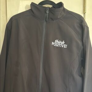 Brown Jacket with 'Think Positive' Embroidery